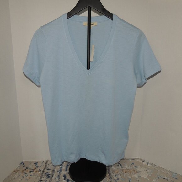 Madewell Slub Perfect V-Neck Tee – Light Pool Blue – Women’s Medium – NWT - Picture 1 of 4